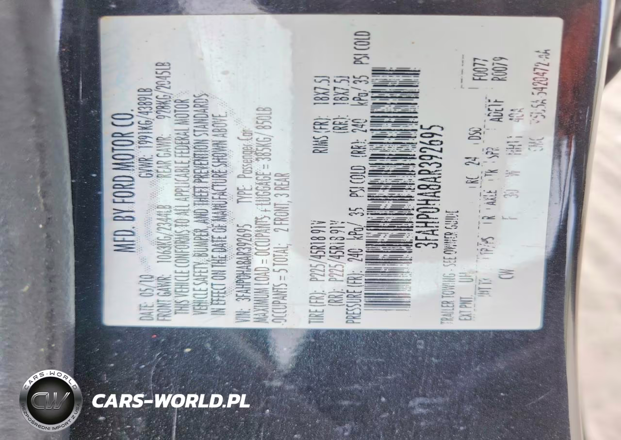 2010 Ford Fusion Se VIN:3FAHP0HA8AR392695 - 12