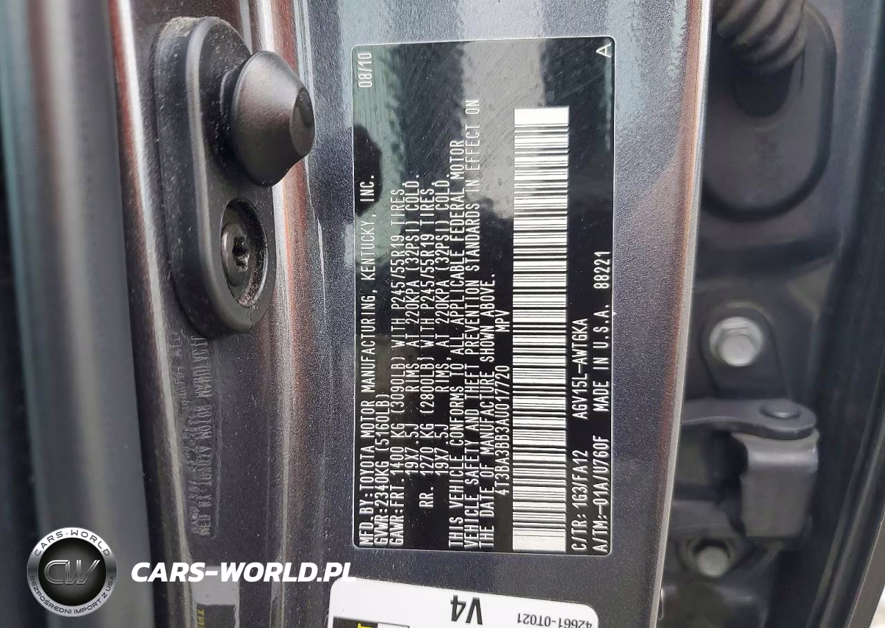 2010 Toyota Venza Awd 4Cyl VIN:4T3BA3BB3AU017720 - 13