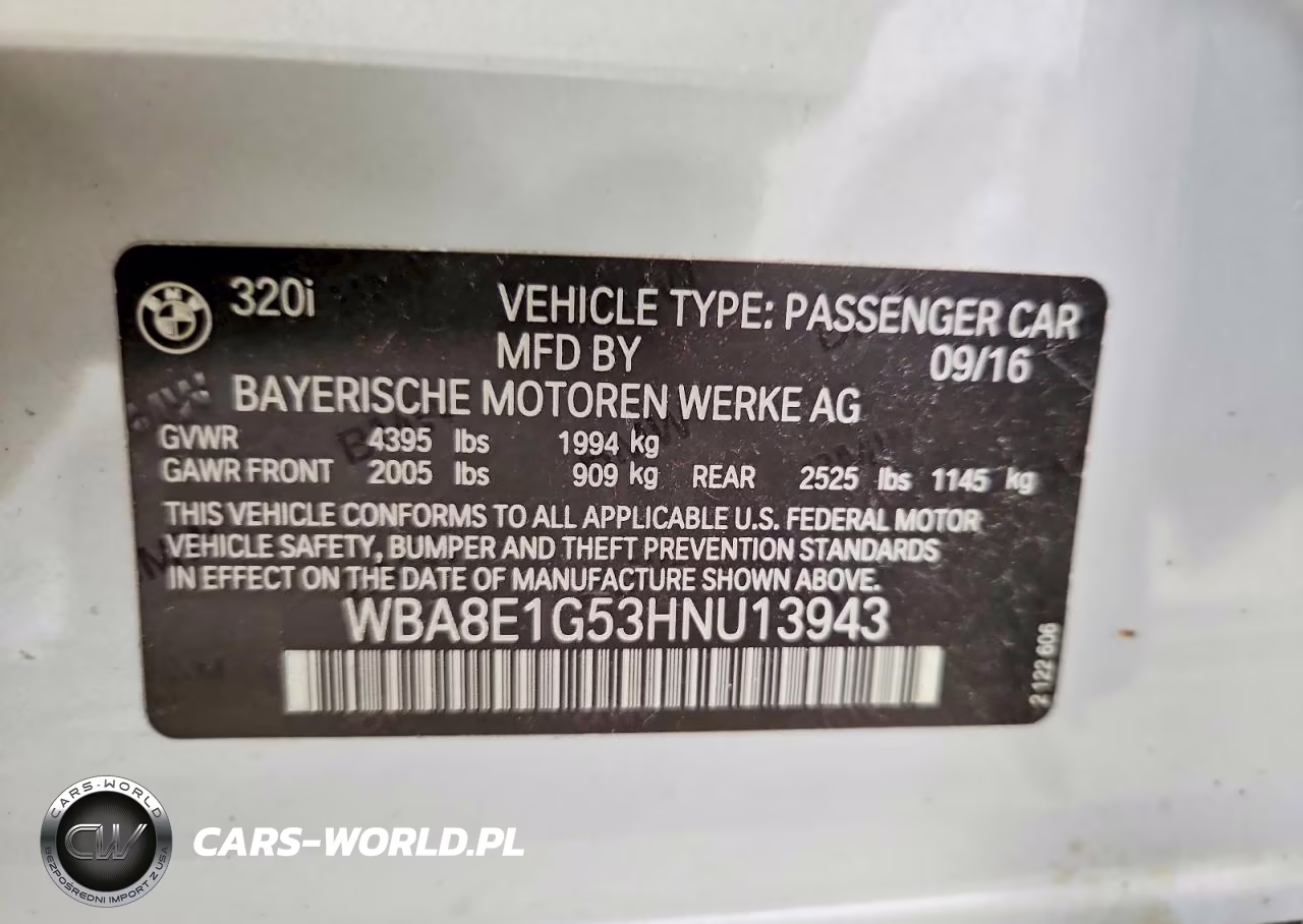 2017 BMW 320 I VIN:WBA8E1G53HNU13943 - 12