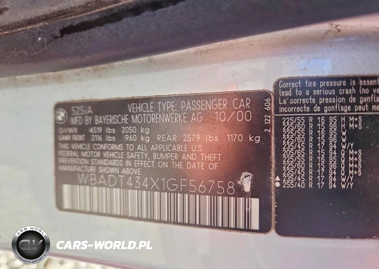 2001 BMW 525 I Automatic VIN:WBADT434X1GF56758 - 12
