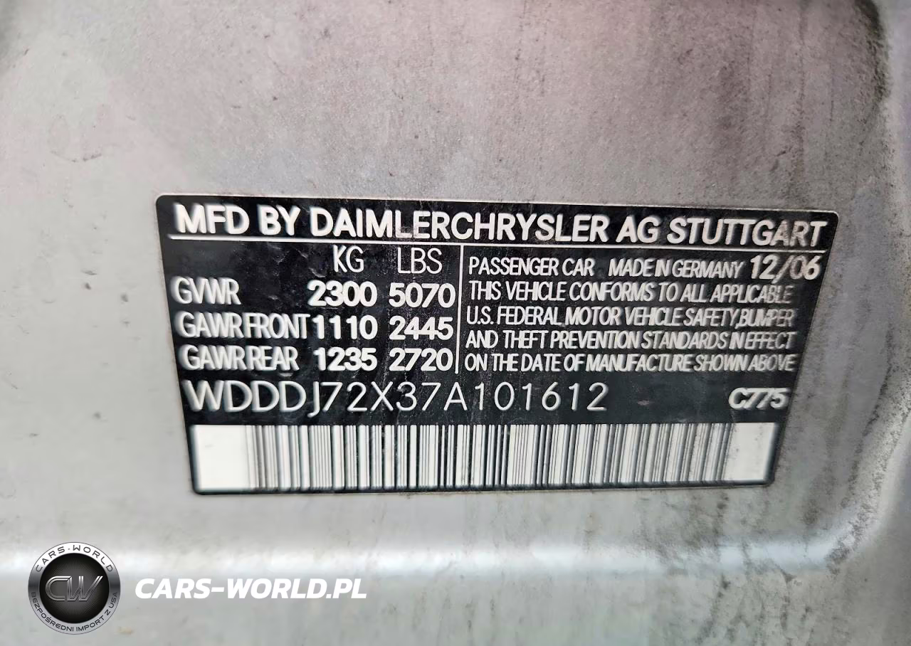 2007 Mercedes-Benz Cls 550 VIN:WDDDJ72X37A101612 - 12