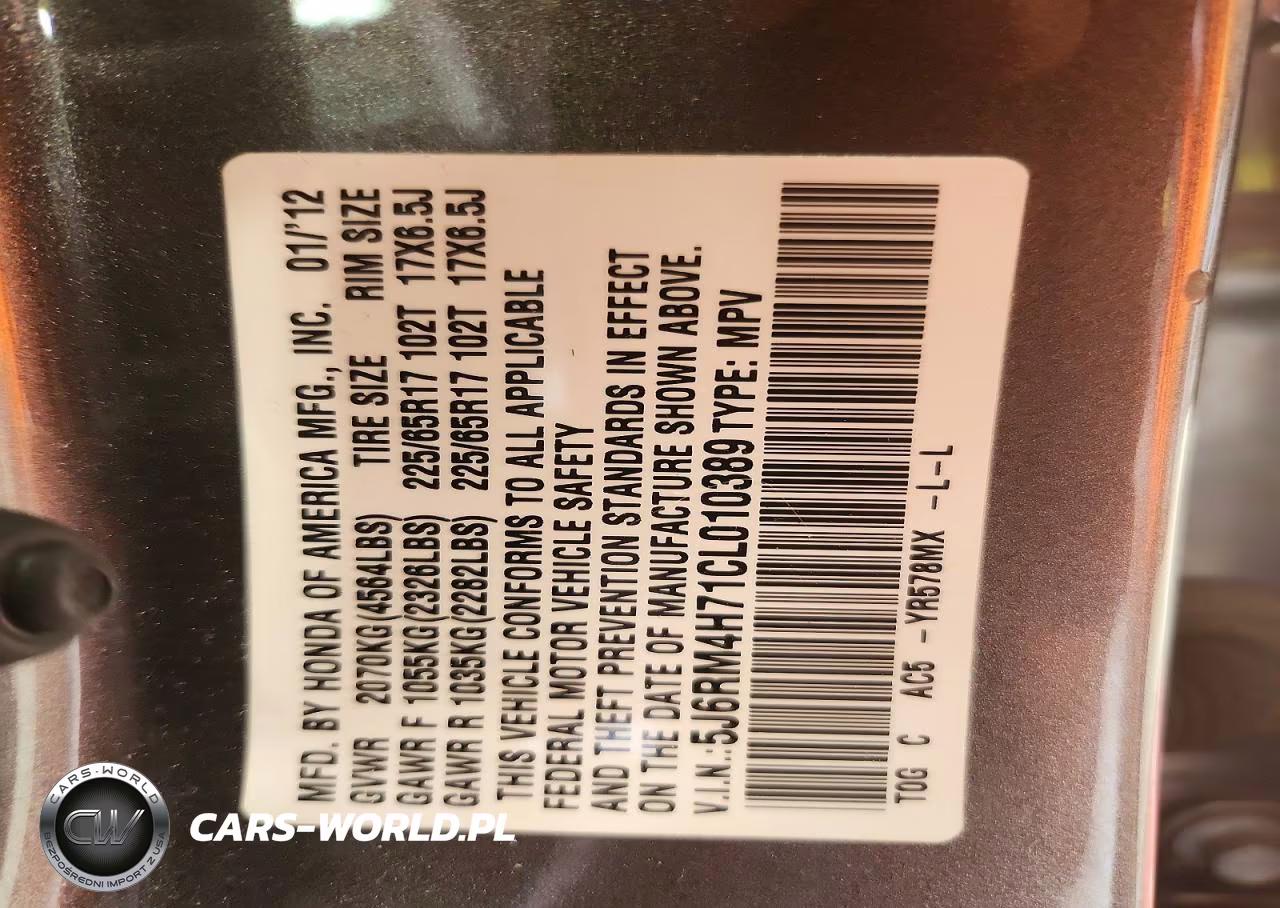 2012 Honda Crv VIN:5J6RM4H71CL010389 - 12