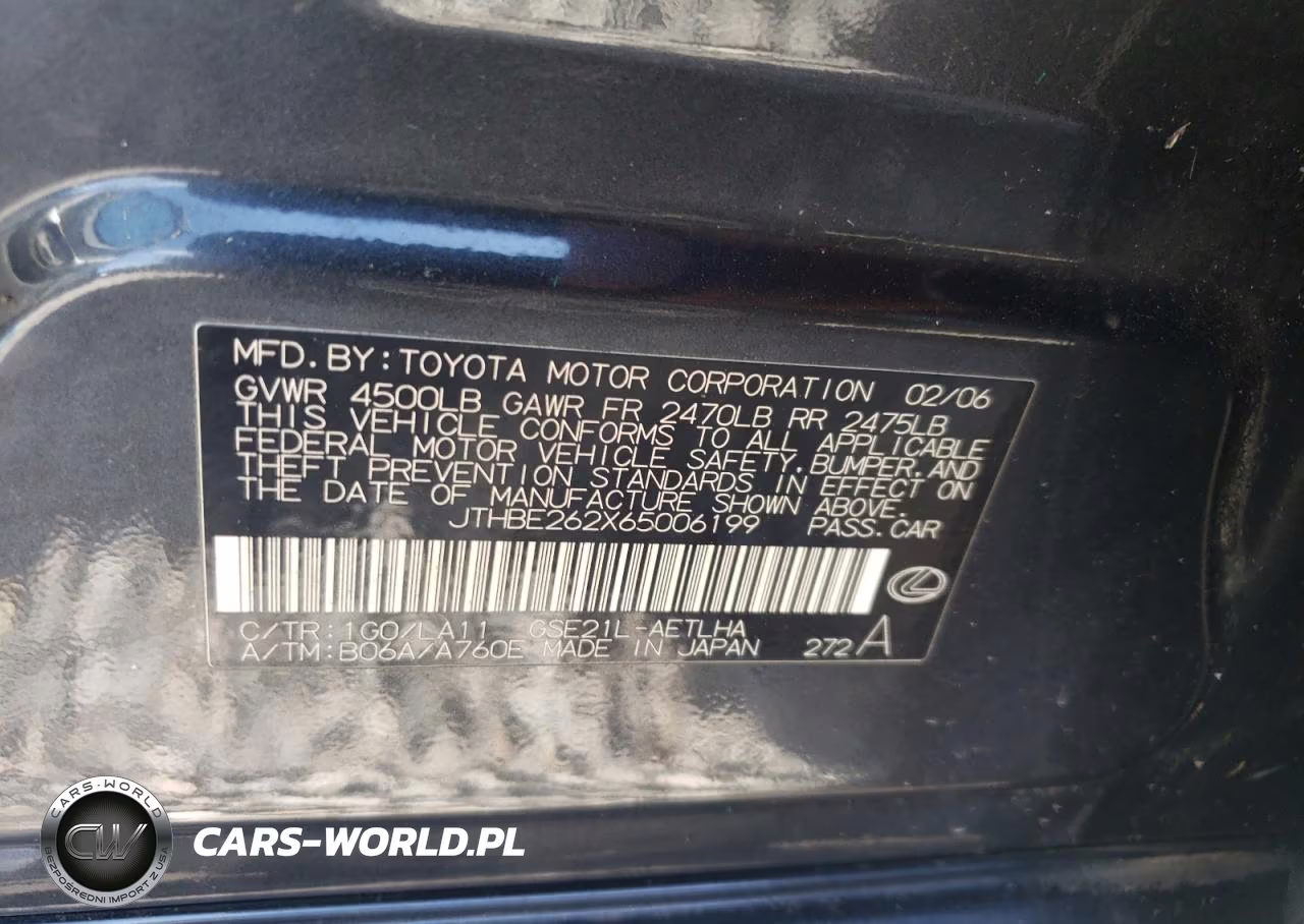 2006 Lexus Is 350 VIN:JTHBE262X65006199 - 13