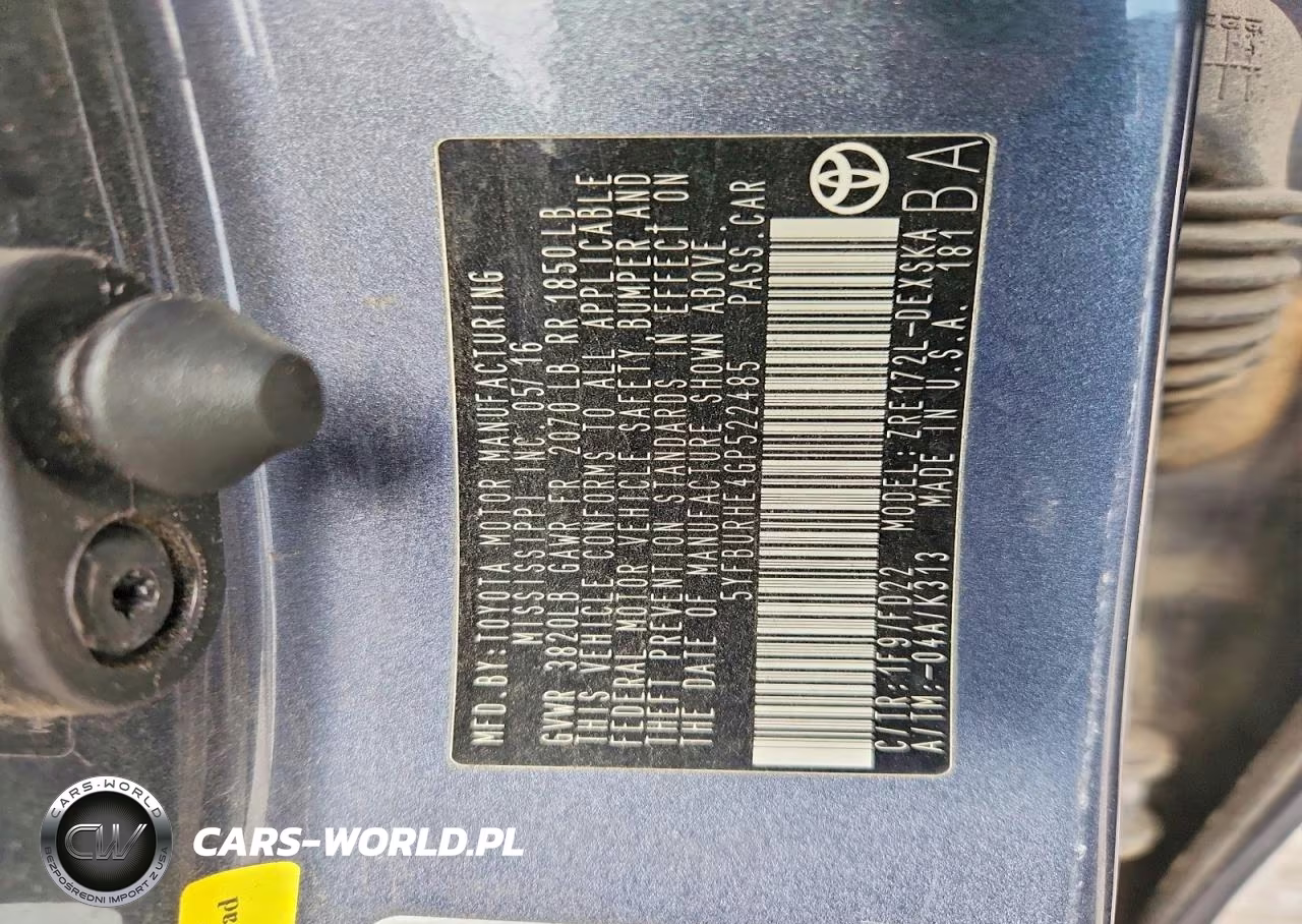 2016 Toyota Corolla S Plus VIN:5YFBURHE4GP522485 - 13