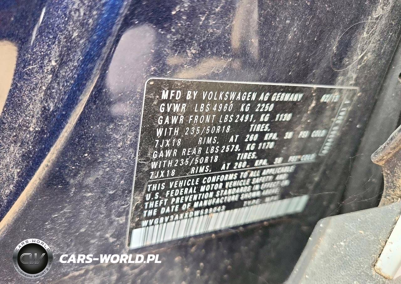 2013 Volkswagen Tiguan S VIN:WVGBV3AXXDW599043 - 13