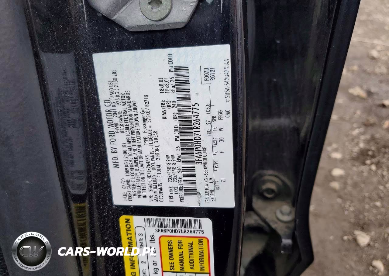 2020 Ford Fusion Se VIN:3FA6P0HD7LR264775 - 12