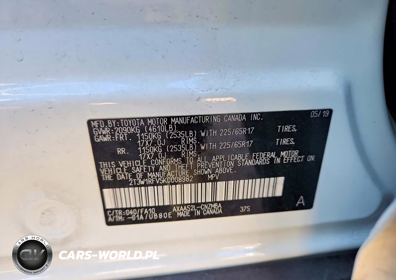 2019 Toyota Rav4 Xle VIN:2T3W1RFV5KC008982 - 14