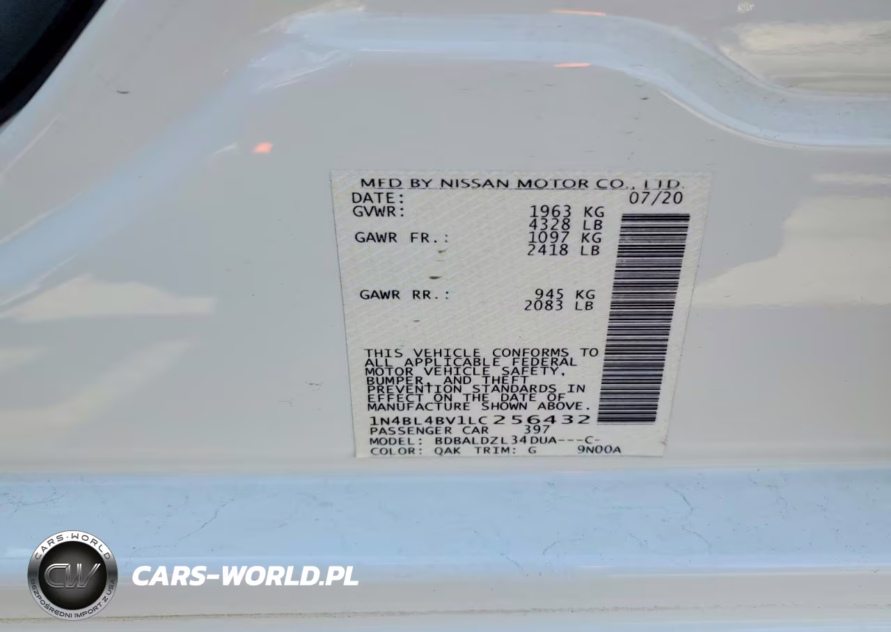 2020 Nissan Altima S VIN:1N4BL4BV1LC256432 - 12