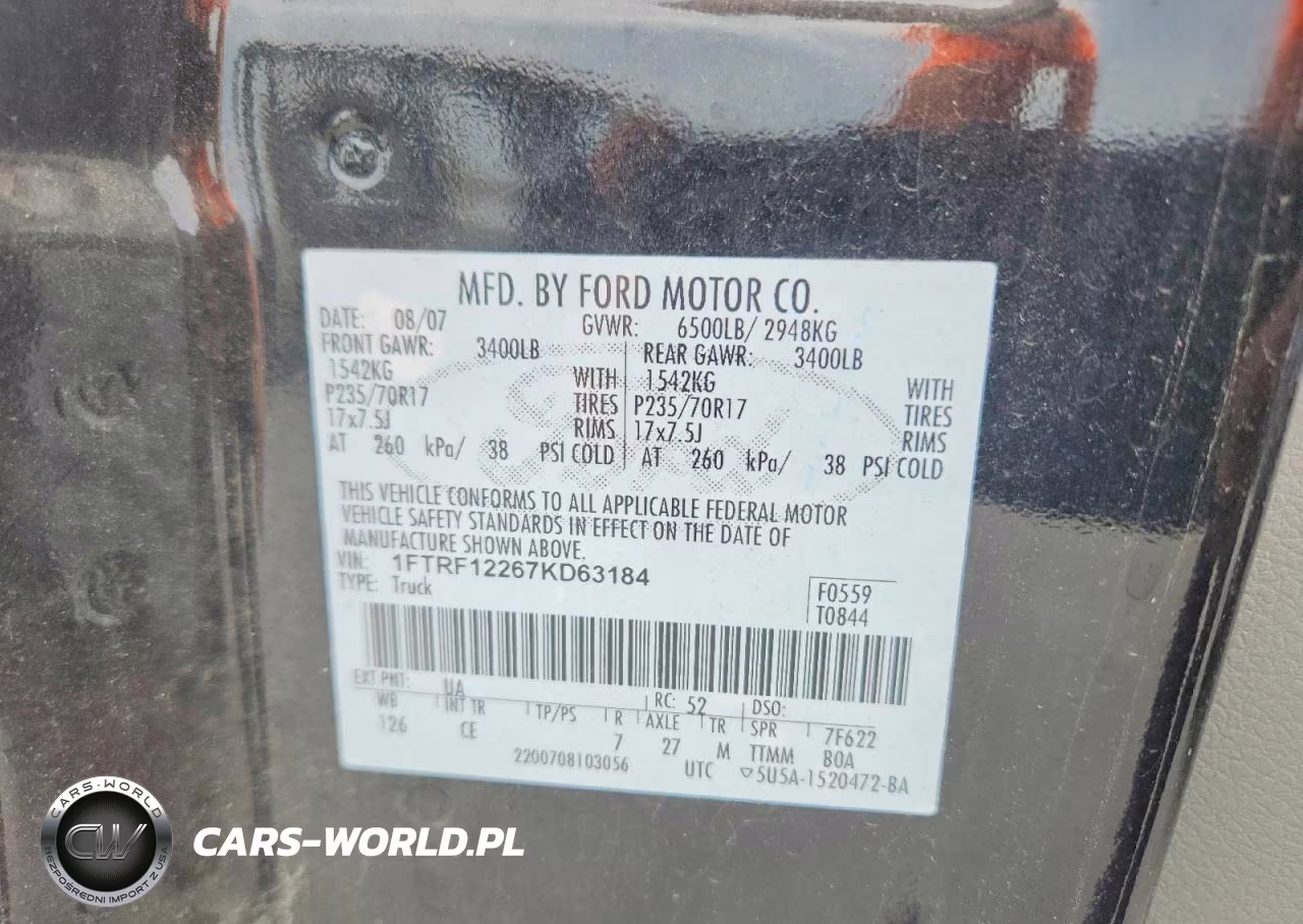 2007 Ford F150 VIN:1FTRF12267KD63184 - 12