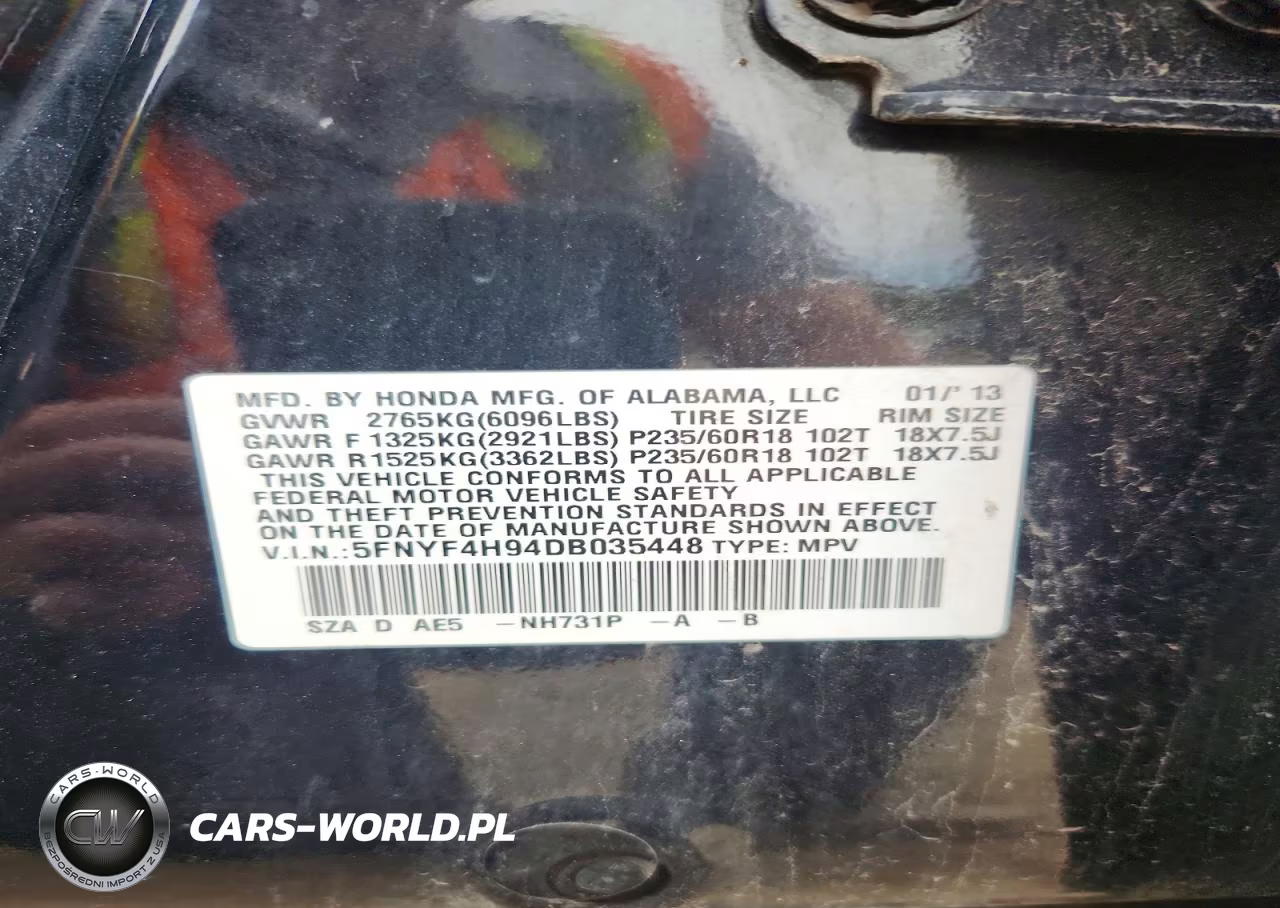 2013 Honda Pilot Touring VIN:5FNYF4H94DB035448 - 14