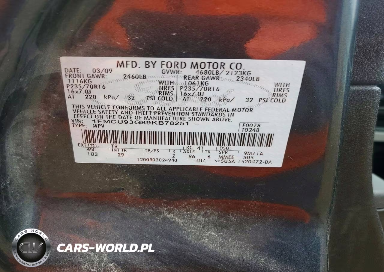 2009 Ford Escape Xlt VIN:1FMCU93G89KB78251 - 13
