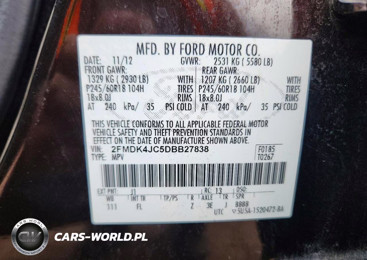 2013 Ford Edge Sel VIN:2FMDK4JC5DBB27838 - 14