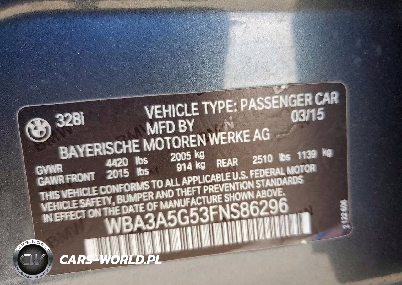 2015 BMW 328 I VIN:WBA3A5G53FNS86296 - 12