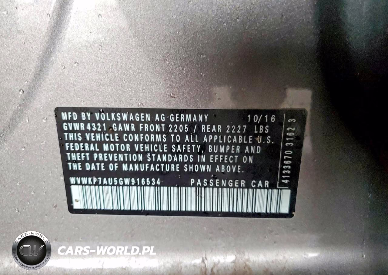 2016 Volkswagen E-Golf Se VIN:WVWKP7AU5GW916534 - 12