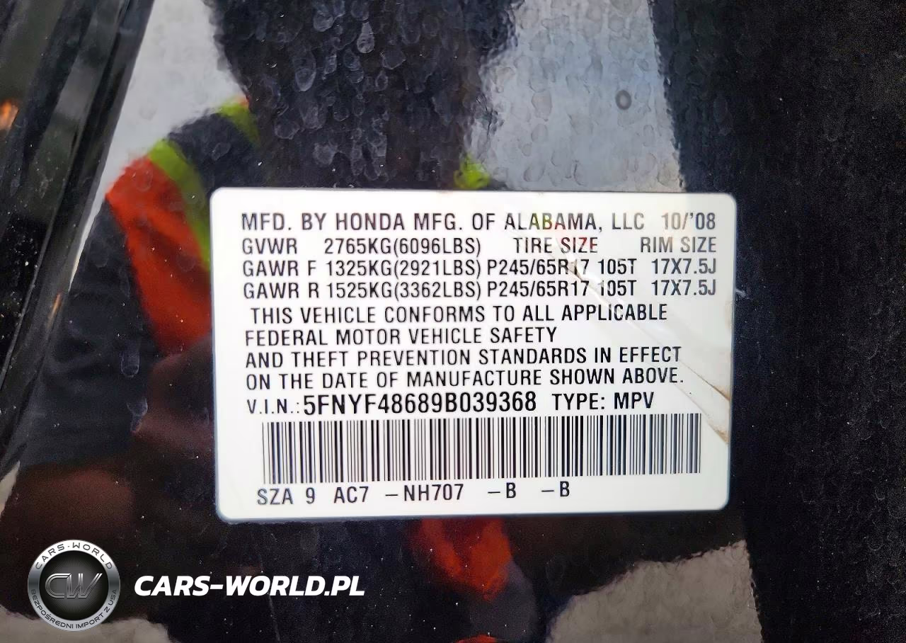 2009 Honda Pilot Exl VIN:5FNYF48689B039368 - 13