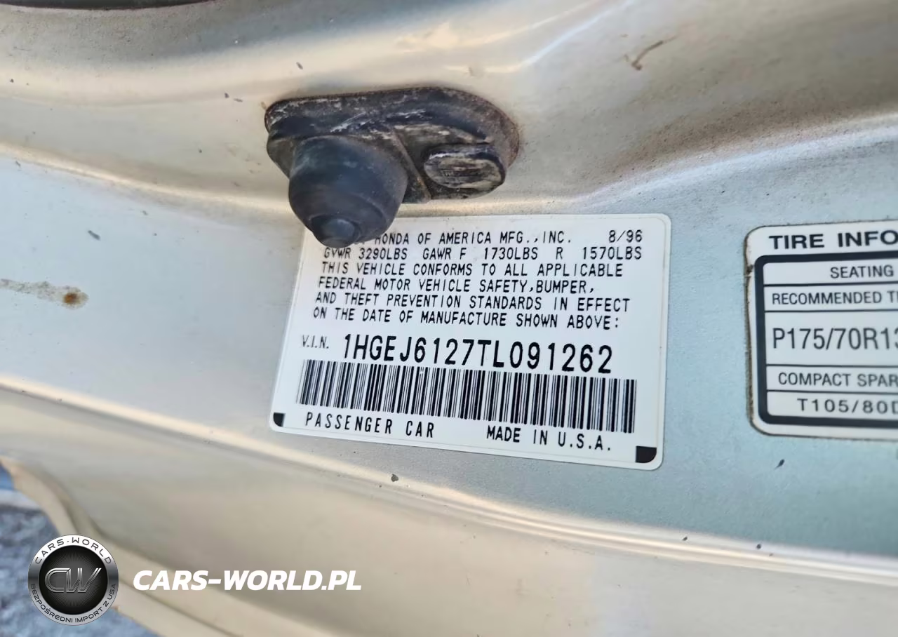 1996 Honda Civic Dx VIN:1HGEJ6127TL091262 - 12