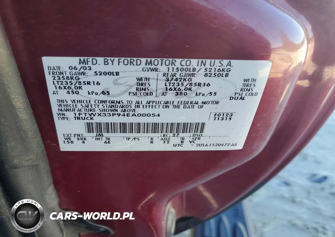 2004 Ford F350 Super Duty VIN:1FTWX33P94EA00054 - 12