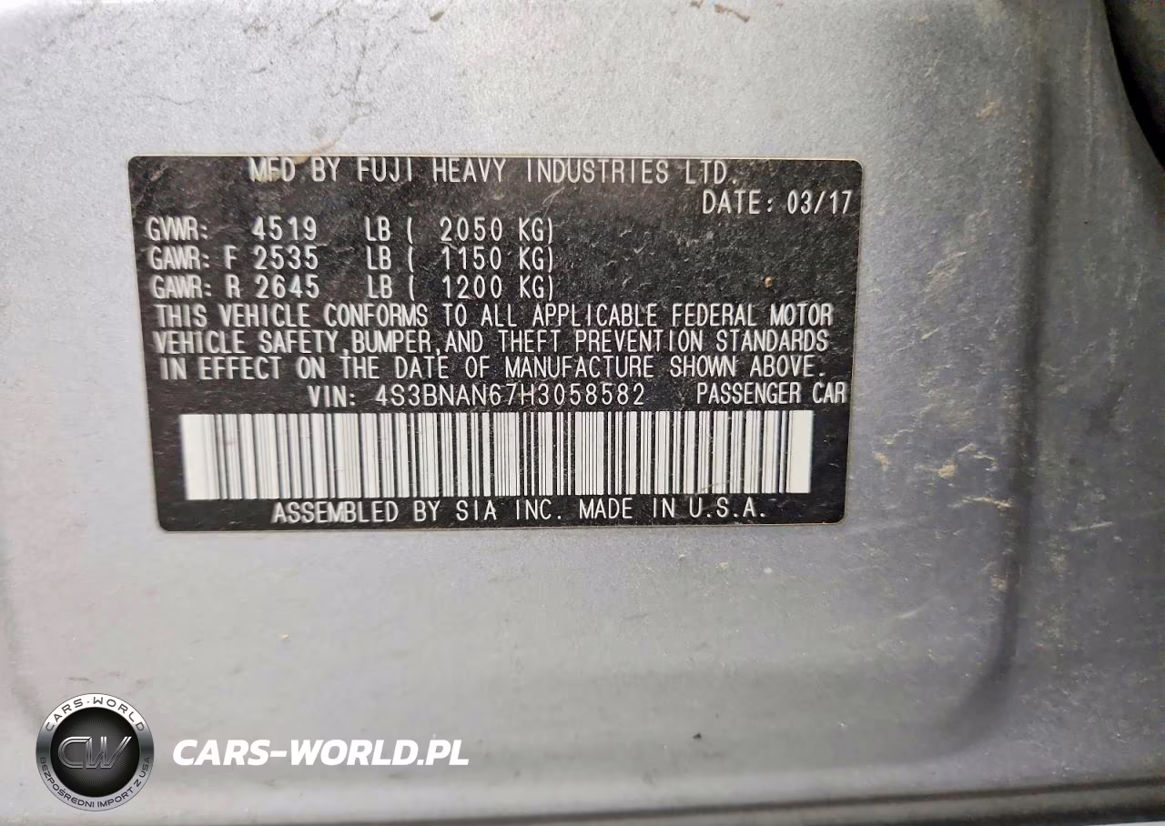 2017 Subaru Legacy 2.5I Limited VIN:4S3BNAN67H3058582 - 12