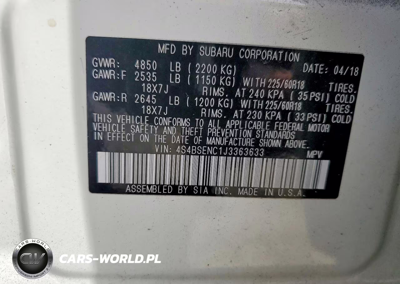 2018 Subaru Outback 3.6R Limited VIN:4S4BSENC1J3363633 - 13