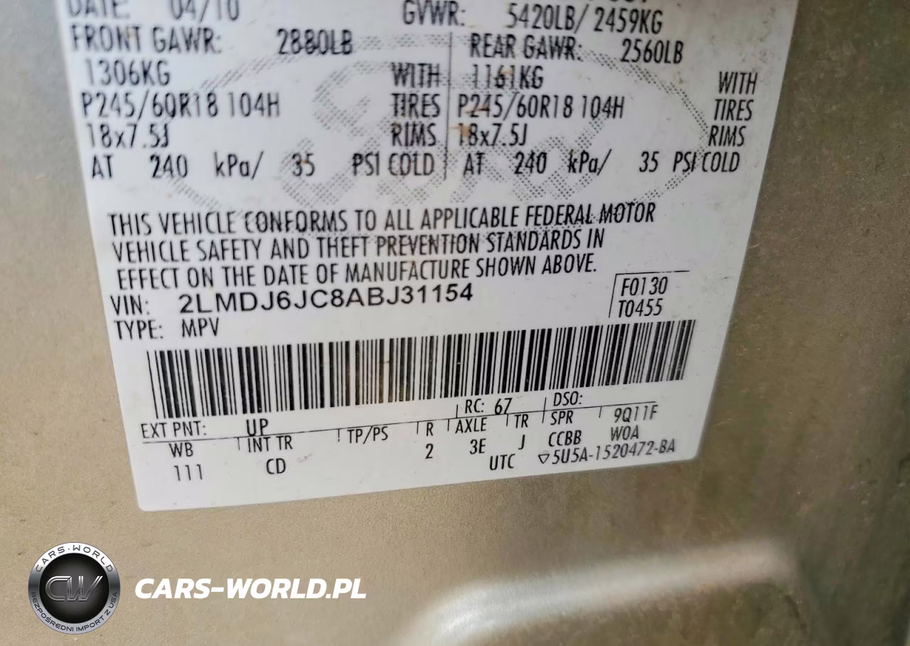 2010 Lincoln Mkx VIN:2LMDJ6JC8ABJ31154 - 13