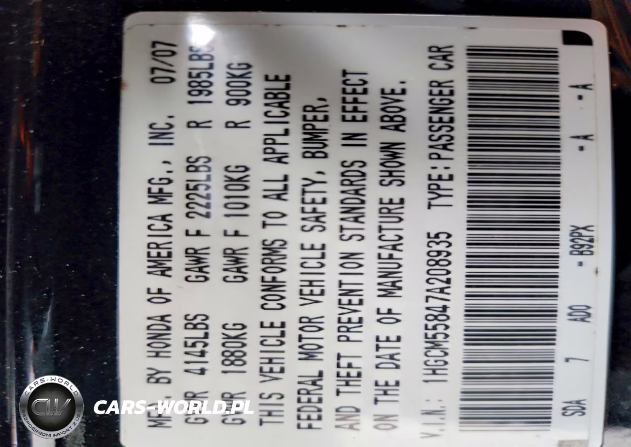 2007 Honda Accord Ex VIN:1HGCM55847A208935 - 12