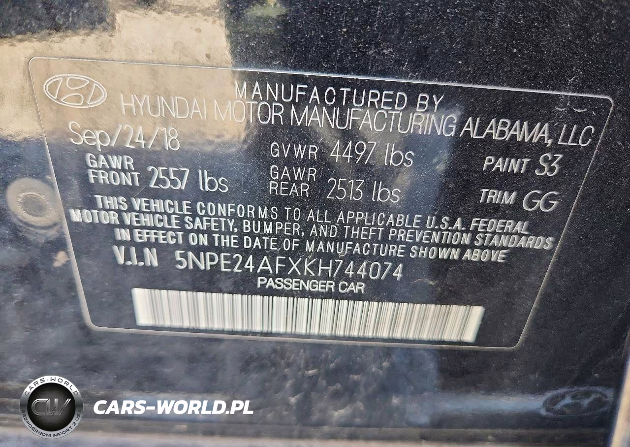 2019 Hyundai Sonata Se VIN:5NPE24AFXKH744074 - 12