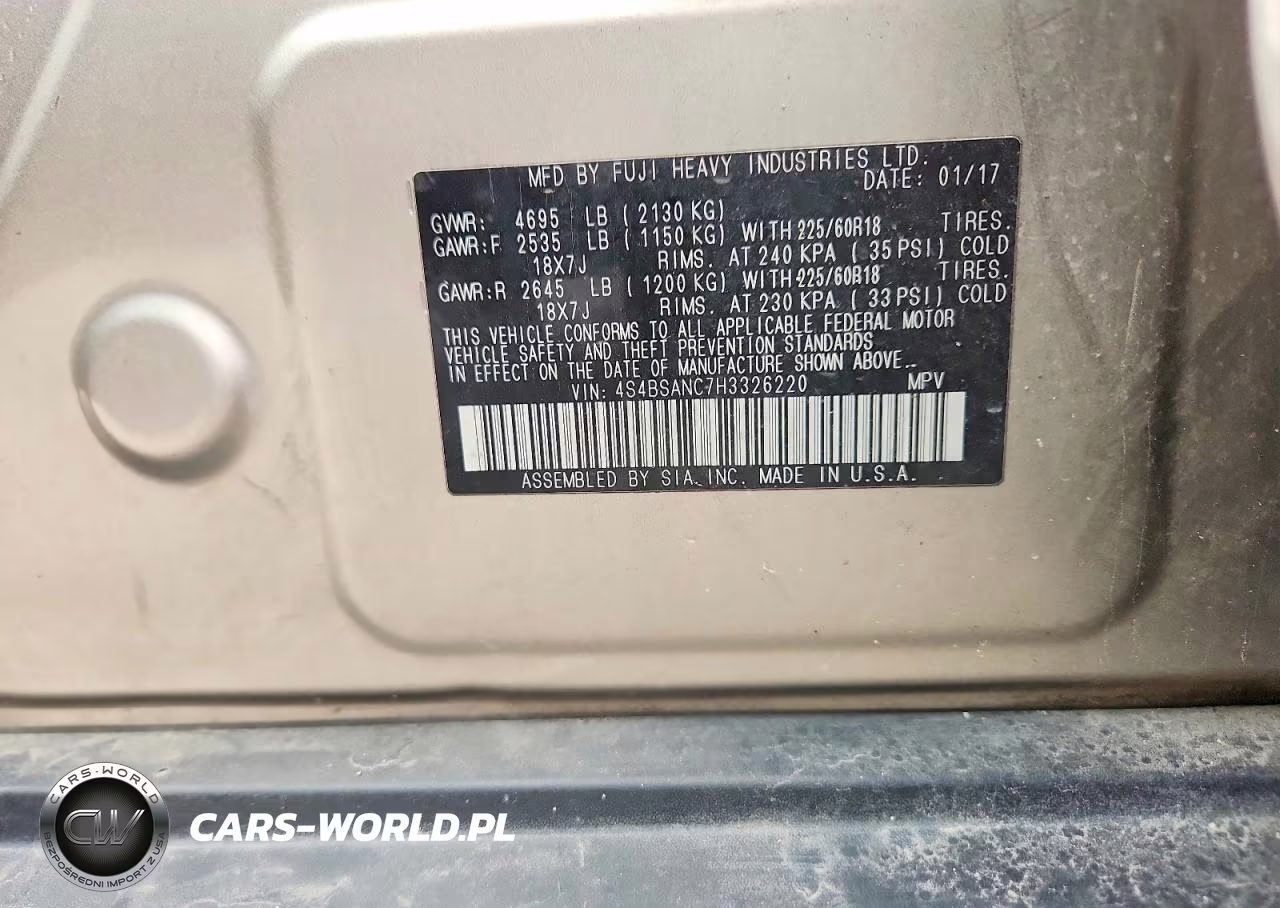 2017 Subaru Outback 2.5I Limited VIN:4S4BSANC7H3326220 - 13