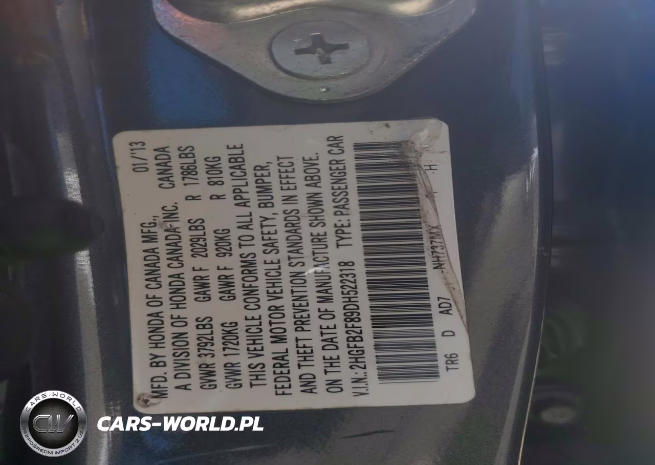 2013 Honda Civic Ex VIN:2HGFB2F89DH522318 - 12