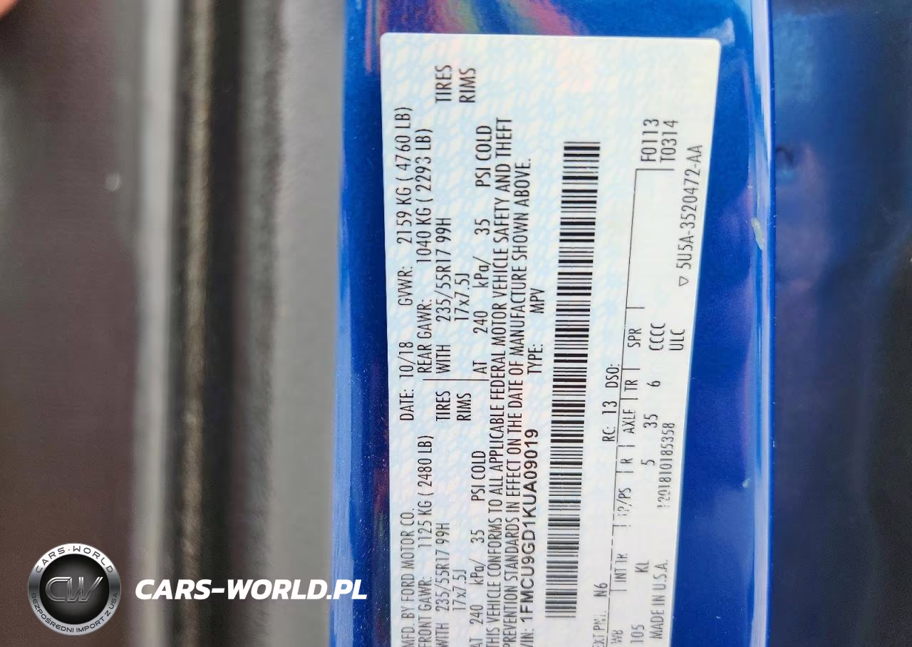 2019 Ford Escape Se VIN:1FMCU9GD1KUA09019 - 13