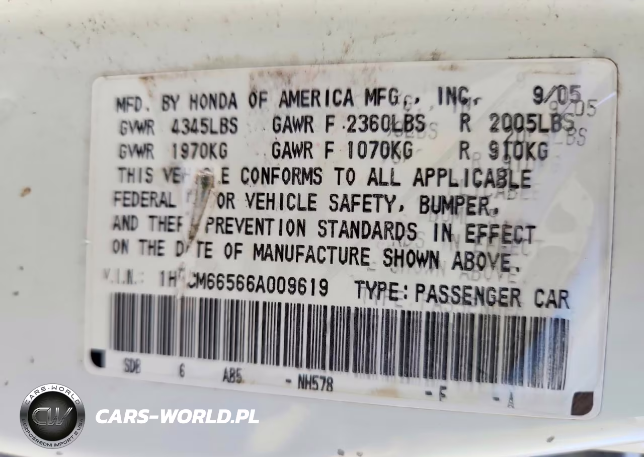 2006 Honda Accord Ex VIN:1HGCM66566A009619 - 12