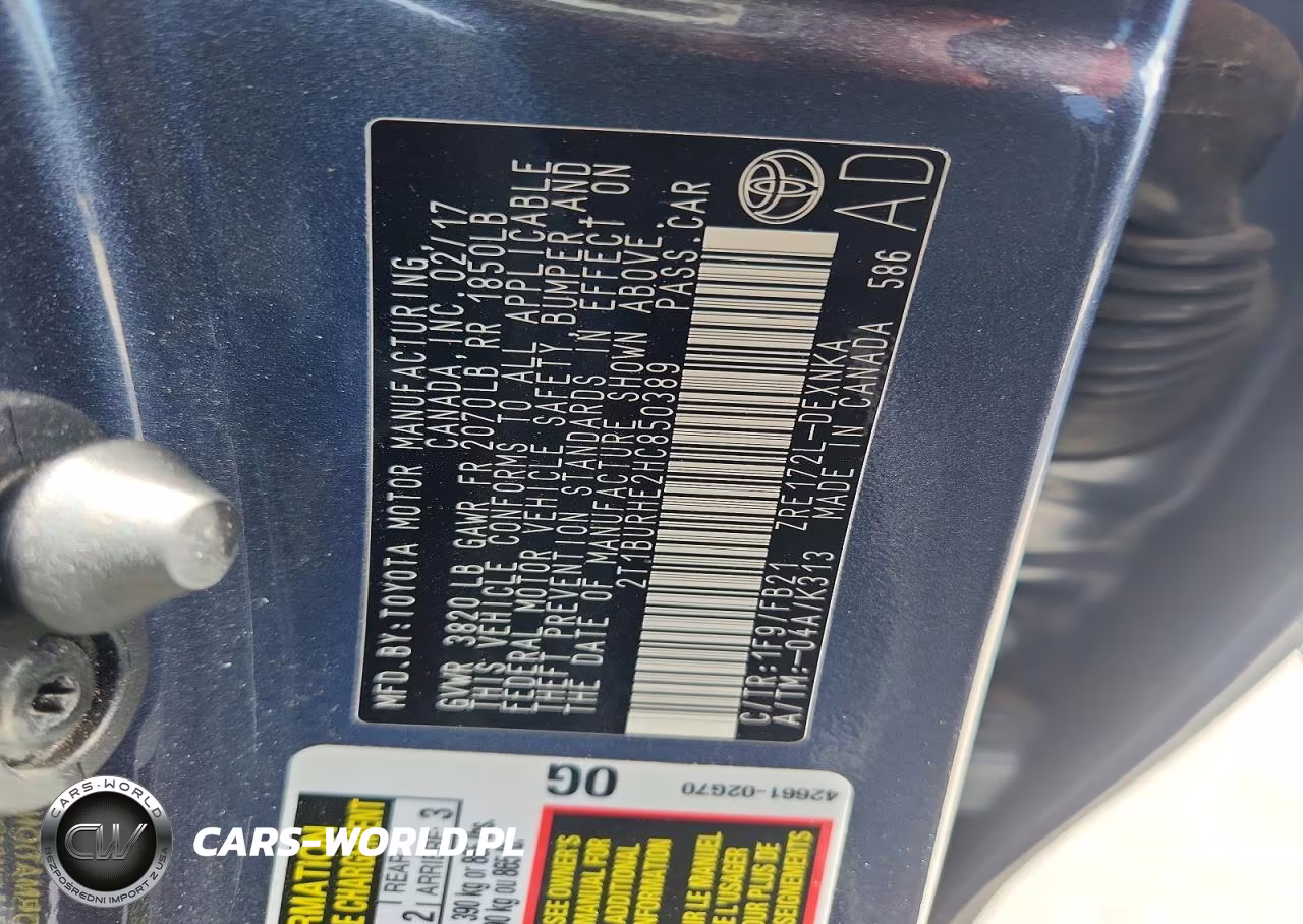 2017 Toyota Corolla Le VIN:2T1BURHE2HC850389 - 12