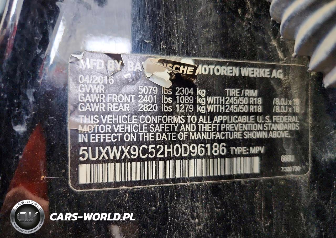 2017 BMW X3 xDrive28I VIN:5UXWX9C52H0D96186 - 13