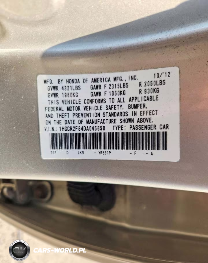 2013 Honda Accord Exl VIN:1HGCR2F84DA046850 - 13