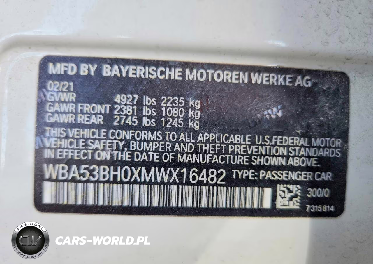 2021 BMW 530 I VIN:WBA53BH0XMWX16482 - 12