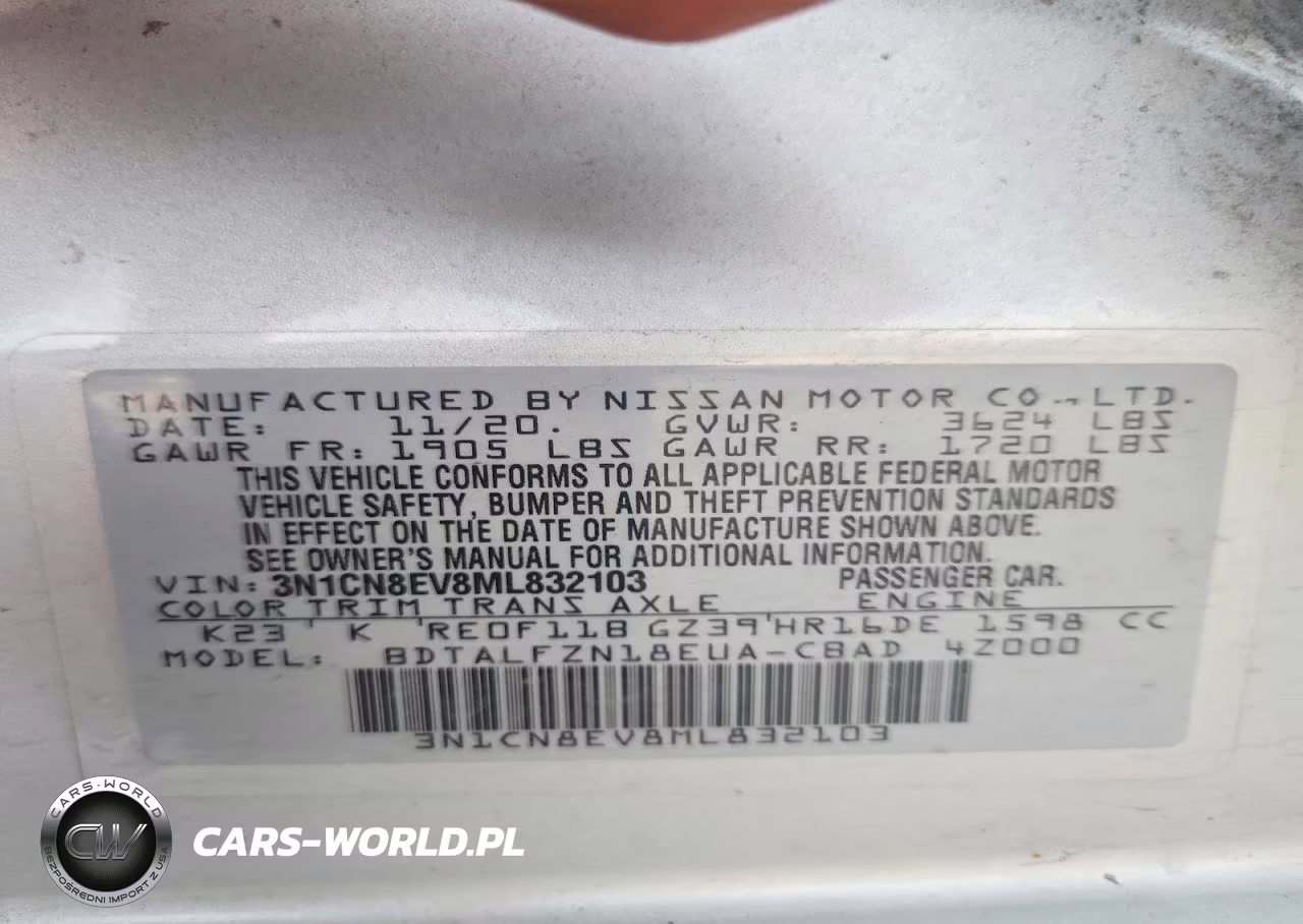 2021 Nissan Versa Sv VIN:3N1CN8EV8ML832103 - 12