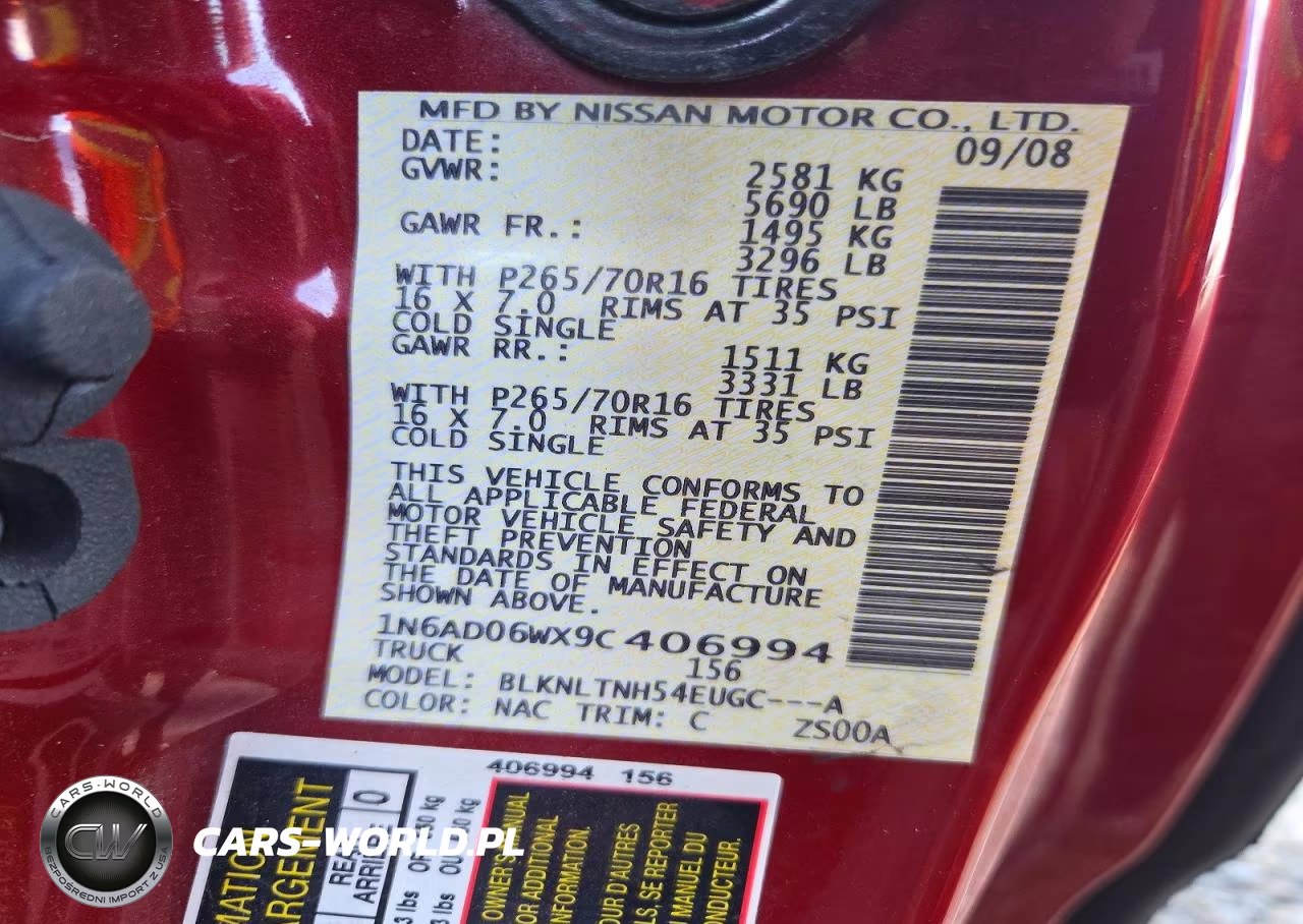 2009 Nissan Frontier Se V6 VIN:1N6AD06WX9C406994 - 12