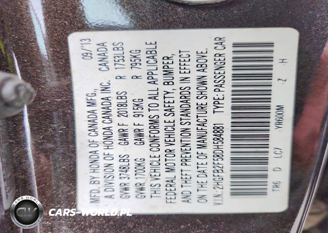 2013 Honda Civic Lx VIN:2HGFB2F58DH584881 - 12