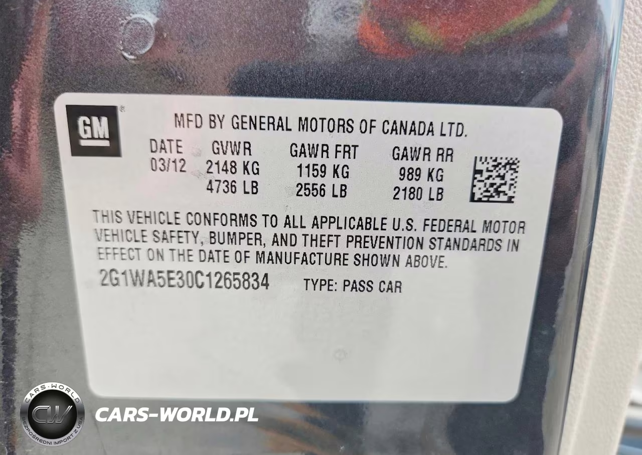 2012 Chevrolet Impala Ls VIN:2G1WA5E30C1265834 - 12