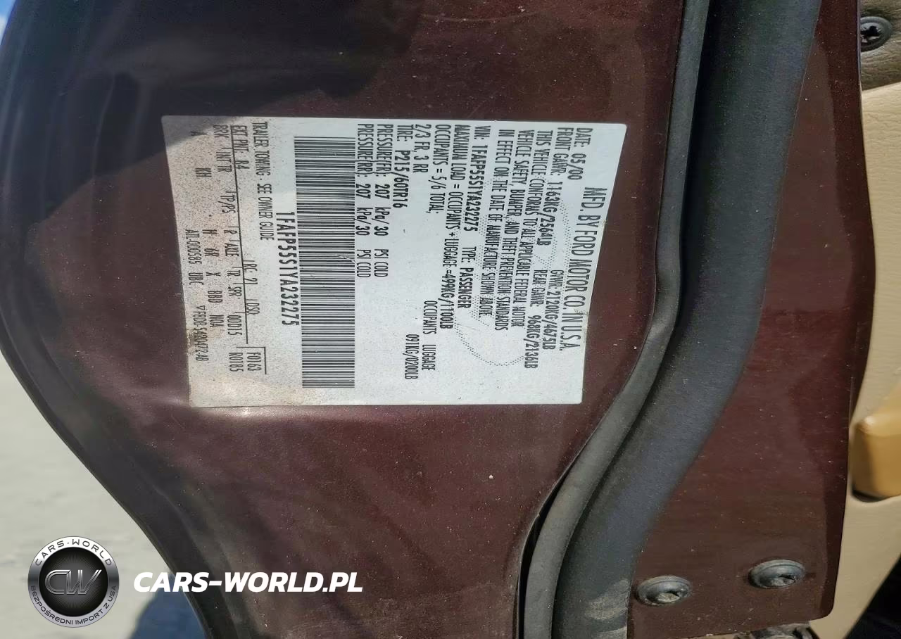 2000 Ford Taurus Ses VIN:1FAFP55S1YA232275 - 12