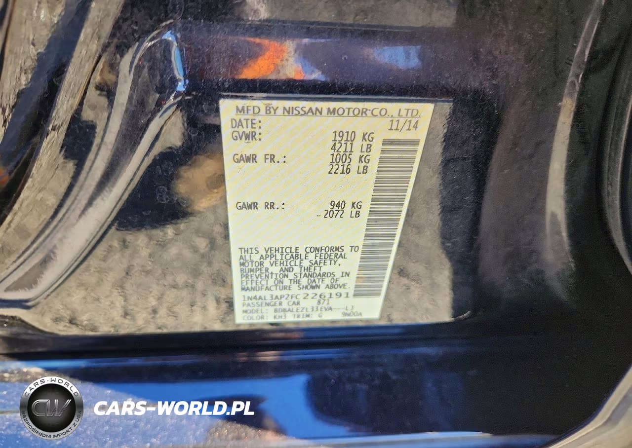 2015 Nissan Altima 2.5 S VIN:1N4AL3AP2FC226191 - 12