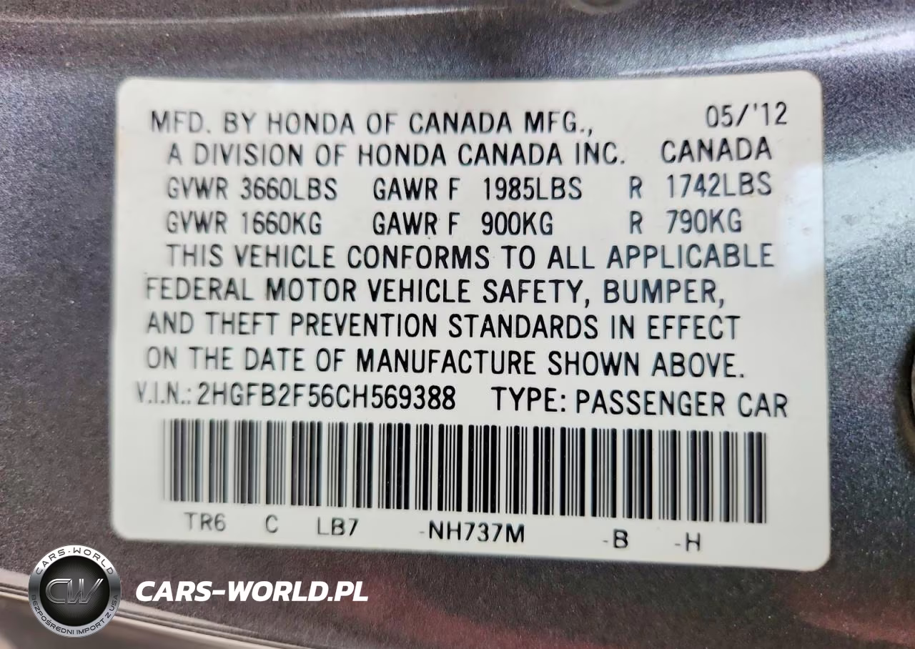 2012 Honda Civic Lx VIN:2HGFB2F56CH569388 - 13