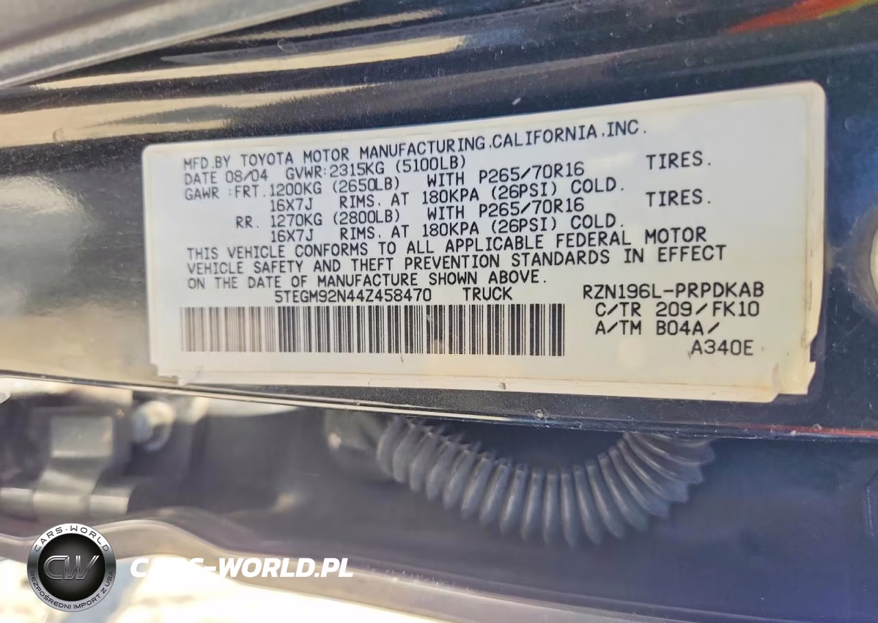2004 Toyota Tacoma Prerunner VIN:5TEGM92N44Z458470 - 12