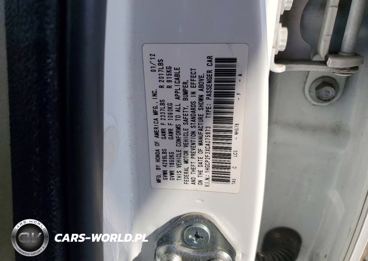 2012 Honda Accord Lx VIN:1HGCP2F3XCA075973 - 12