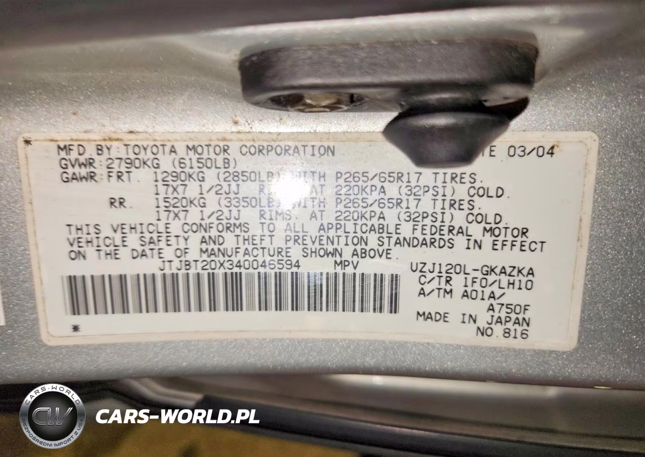 2004 Lexus Gx 470 VIN:JTJBT20X340046594 - 13