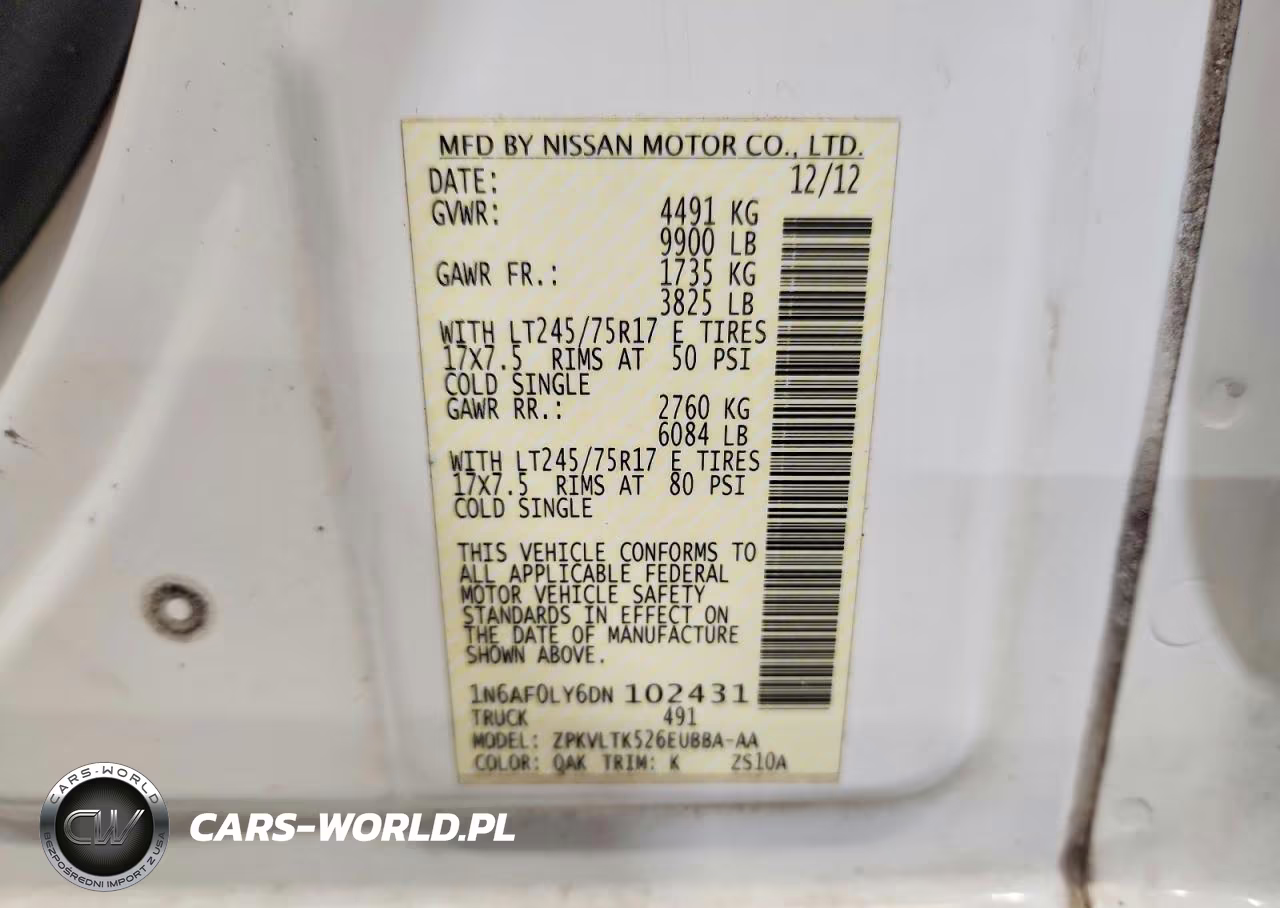 2013 Nissan Nv 2500 VIN:1N6AF0LY6DN102431 - 13