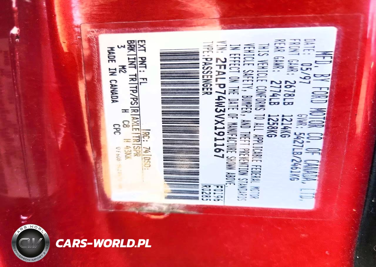 1997 Ford Crown Victoria Lx VIN:2FALP74W3VX191167 - 12