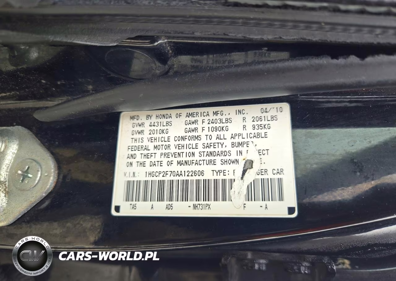 2010 Honda Accord Ex VIN:1HGCP2F70AA122606 - 12