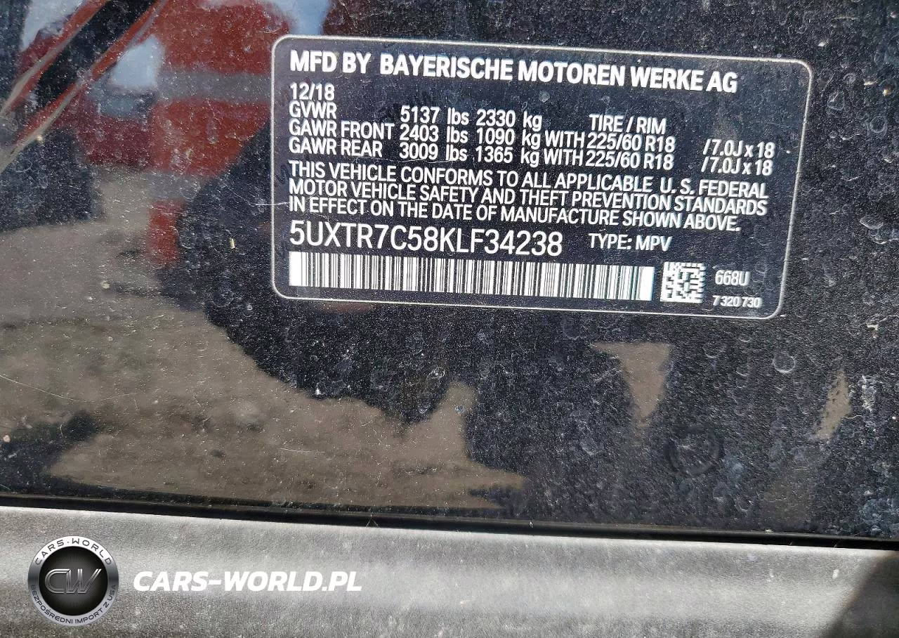 2019 BMW X3 Sdrive30I VIN:5UXTR7C58KLF34238 - 13