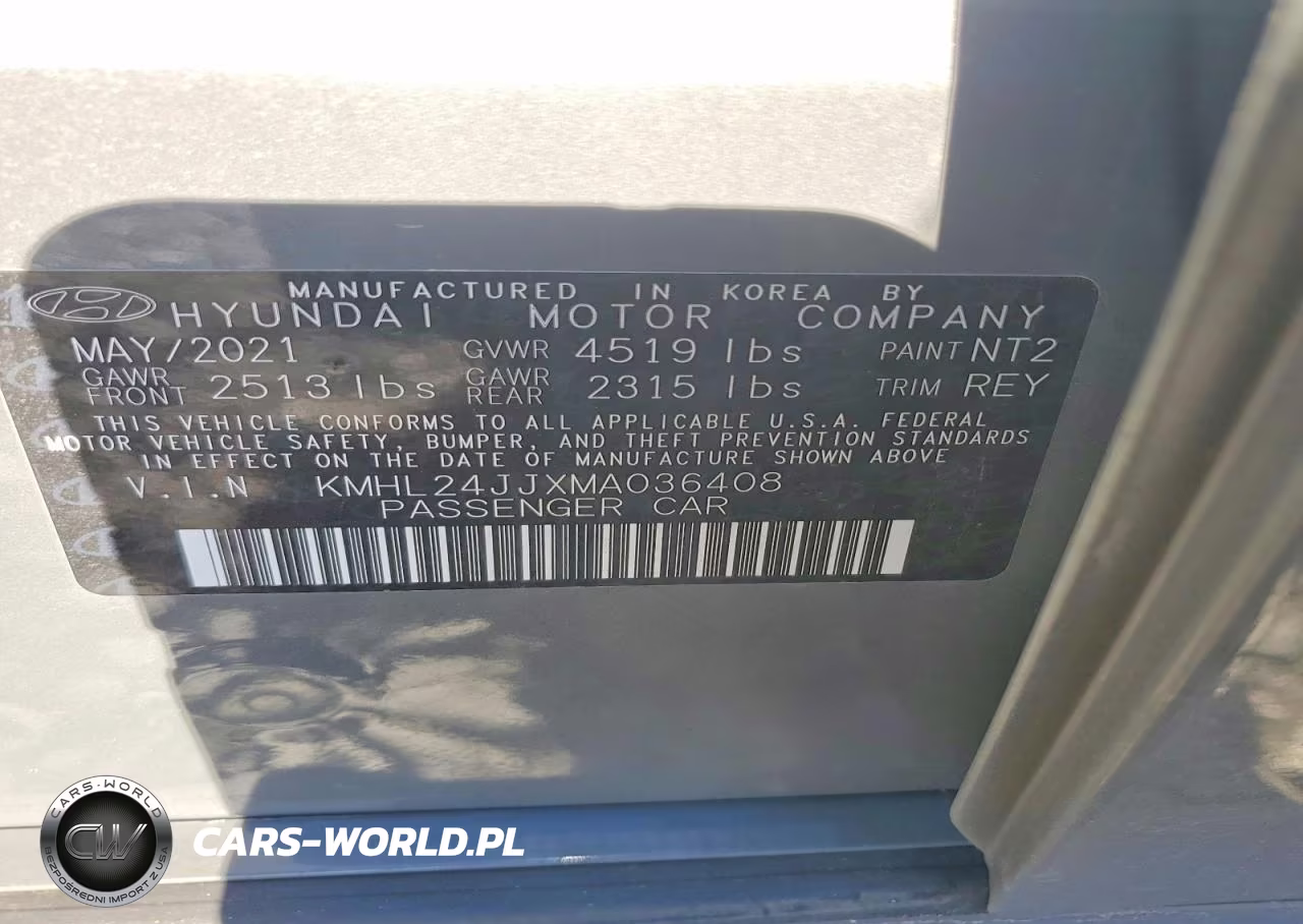 2021 Hyundai Sonata Hybrid Blue VIN:KMHL24JJXMA036408 - 13