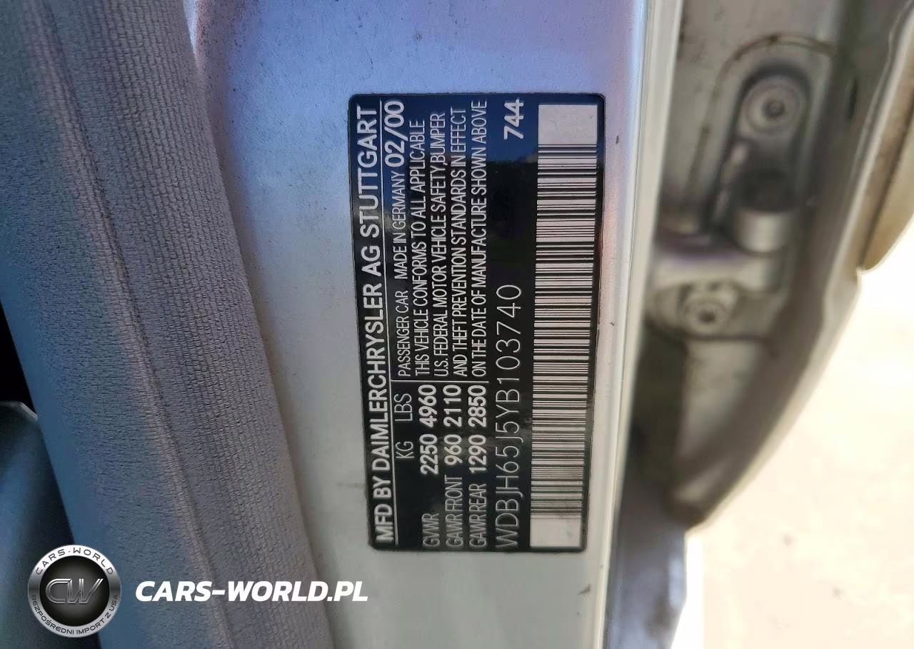 2000 Mercedes-Benz E 320 VIN:WDBJH65J5YB103740 - 12